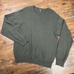 Eddie Bauer Sweater Adult‎ LT Olive Green Pullover Pima Cotton Men's Large Tall